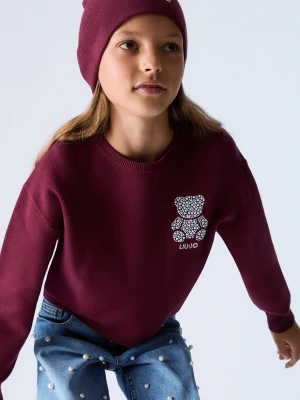 Liu Jo Sweater With Jewel Embroidery Dark Red