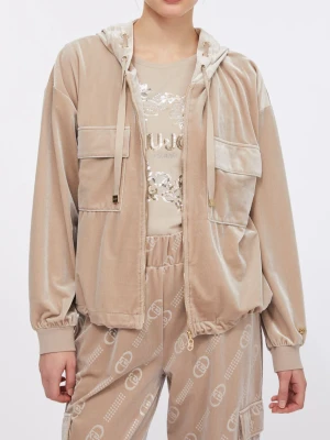 Liu Jo Sweatshirt In Chenille With Hood Champagne