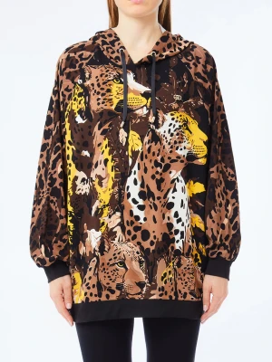 Liu Jo Sweatshirt With Animal Print Chocolate