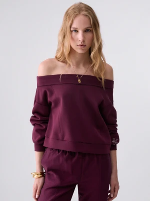 Liu Jo Sweatshirt With Asymmetric Neckline Aubergine