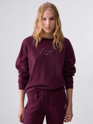 Liu Jo Sweatshirt With Jewel Embellishments Aubergine