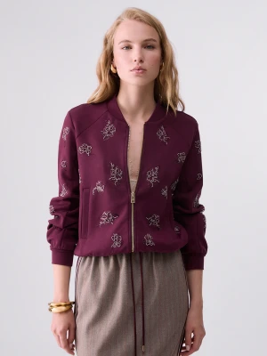 Liu Jo Sweatshirt With Jewel Embroidery Aubergine