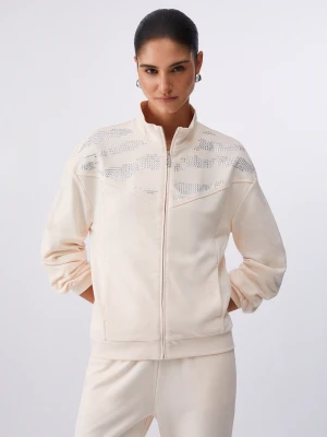 Liu Jo Sweatshirt With Zip And Appliqués Champagne
