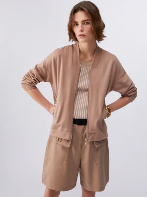 Liu Jo Sweatshirt With Zip And Chain Details beżowy