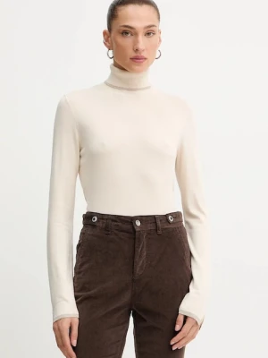 Liu Jo sweter damski kolor beżowy lekki z golfem MF5229 MS49I