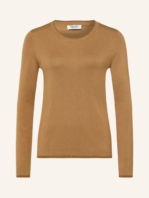 Liu Jo Sweter Z Błyszczącą Przędzą beige JASNOBRĄZOWY