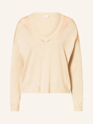 Liu Jo Sweter Z Błyszczącą Przędzą I Kamieniami Ozdobnymi beige