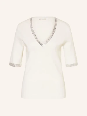 Liu Jo Sweter Z Rękawami 3/4 I Kamieniami Ozdobnymi weiss