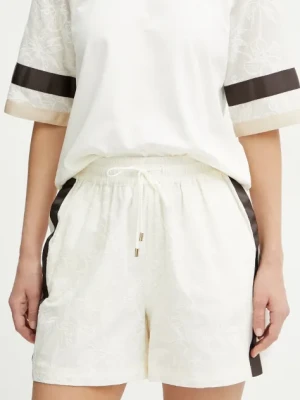 Liu Jo szorty bawełniane kolor beżowy gładkie high waist TA5160 TS930