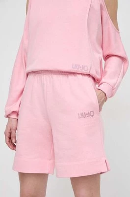 Liu Jo szorty damskie kolor różowy gładkie high waist
