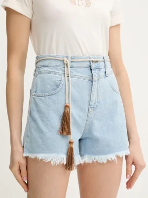 Liu Jo szorty jeansowe damskie kolor niebieski gładkie high waist UA5152 D0244