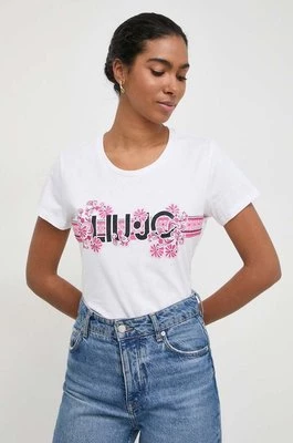 Liu Jo t-shirt bawełniany damski kolor beżowy