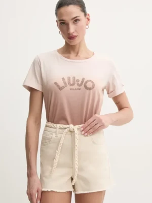 Liu Jo t-shirt bawełniany damski kolor beżowy TA5267 JS923