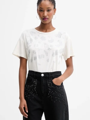 Liu Jo t-shirt bawełniany damski kolor beżowy TF5184.JS923