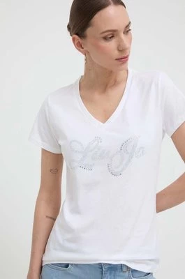 Liu Jo t-shirt bawełniany damski kolor biały