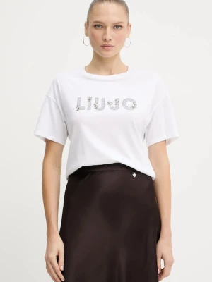 Liu Jo t-shirt bawełniany damski kolor biały MF5347 JS923