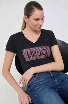 Liu Jo t-shirt bawełniany damski kolor czarny