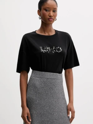 Liu Jo t-shirt bawełniany damski kolor czarny MF5347 JS923