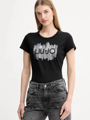 Liu Jo t-shirt bawełniany damski kolor czarny MF5456 JS923