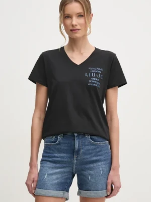Liu Jo t-shirt bawełniany damski kolor czarny TA5172 JS923