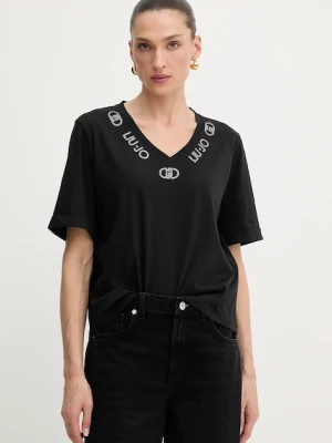 Liu Jo t-shirt bawełniany damski kolor czarny TF5143.JS003