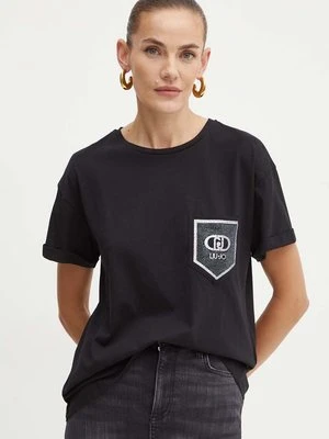 Liu Jo t-shirt bawełniany damski kolor czarny WF4177 JS923