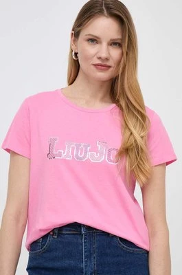 Liu Jo t-shirt bawełniany damski kolor różowy