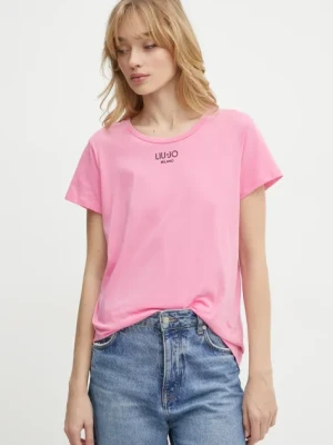 Liu Jo t-shirt bawełniany damski kolor różowy TA5170 JS923