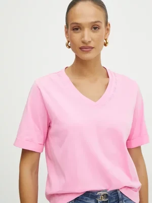 Liu Jo t-shirt bawełniany damski kolor różowy TA5175 JS923