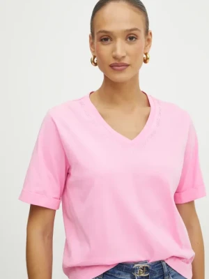 Zdjęcie produktu Liu Jo t-shirt bawełniany damski kolor różowy TA5175 JS923