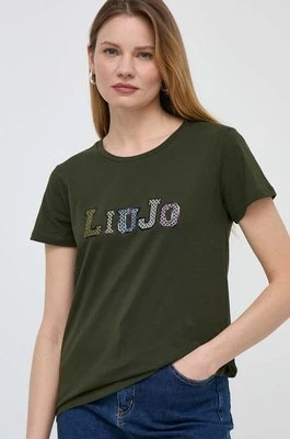 Liu Jo t-shirt bawełniany damski kolor zielony