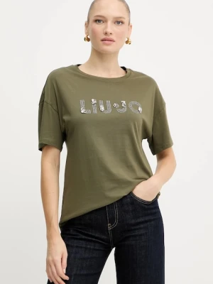 Liu Jo t-shirt bawełniany damski kolor zielony MF5347 JS923