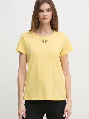 Liu Jo t-shirt bawełniany damski kolor żółty TA5170 JS923