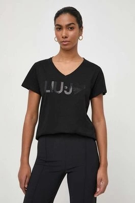 Liu Jo t-shirt bawełniany kolor czarnyCHEAPER