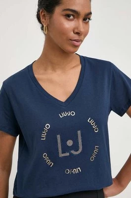 Liu Jo t-shirt bawełniany kolor granatowy