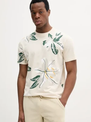 Liu Jo t-shirt bawełniany męski kolor beżowy wzorzysty QA5273 J7734