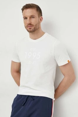 Liu Jo t-shirt bawełniany męski kolor biały z nadrukiem