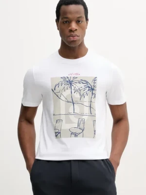 Liu Jo t-shirt bawełniany męski kolor biały z nadrukiem QA5189 J4924
