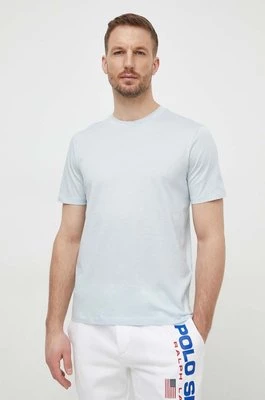 Liu Jo t-shirt bawełniany męski kolor niebieski gładki