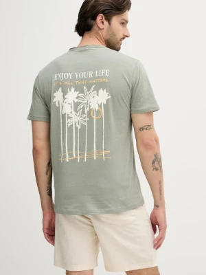 Liu Jo t-shirt bawełniany męski kolor zielony z nadrukiem QA5185 J7734