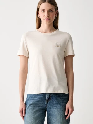 Liu Jo T-shirt damski bawełniany beżowy