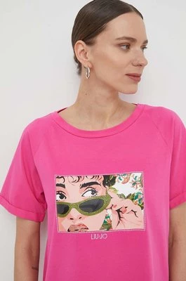 Liu Jo t-shirt damski kolor różowy