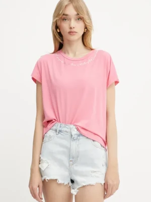 Liu Jo t-shirt damski kolor różowy TA5268 JS005