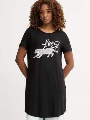 Liu Jo T-shirt damski z wiskozy czarny