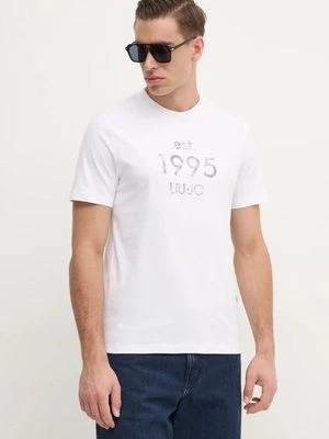 Liu Jo t-shirt męski kolor biały z nadrukiem QA5125 J4924