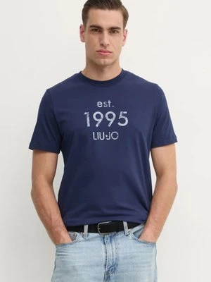 Liu Jo t-shirt męski kolor granatowy z nadrukiem QA5125 J4924