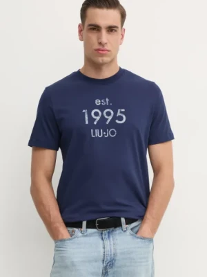 Liu Jo t-shirt męski kolor granatowy z nadrukiem QA5125 J4924