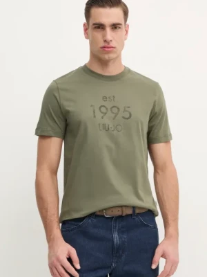 Liu Jo t-shirt męski kolor zielony z nadrukiem QA5125 J4924