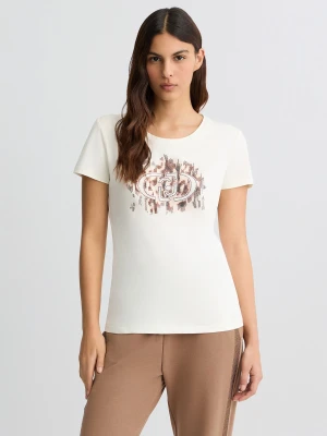 Liu Jo T-shirt With Animal-print Logo And Gemstones LIUJO