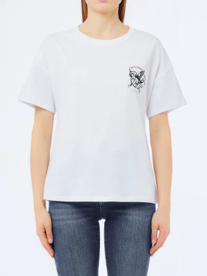 Liu Jo T-shirt With Embroidery And Rhinestones biały